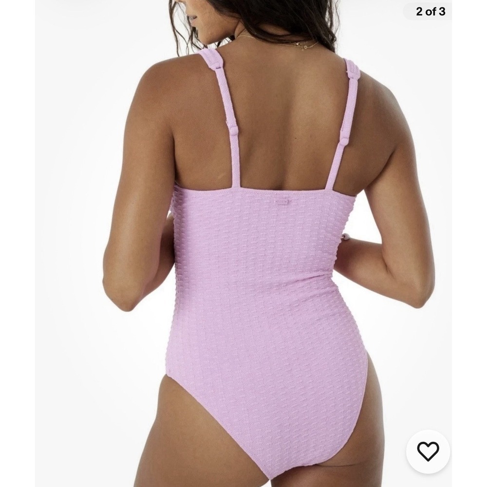 $106 Roxy Haleiwa Plunge Neckline One Piece Swimsuit Purple Small eap1026b - Picture 2 of 8